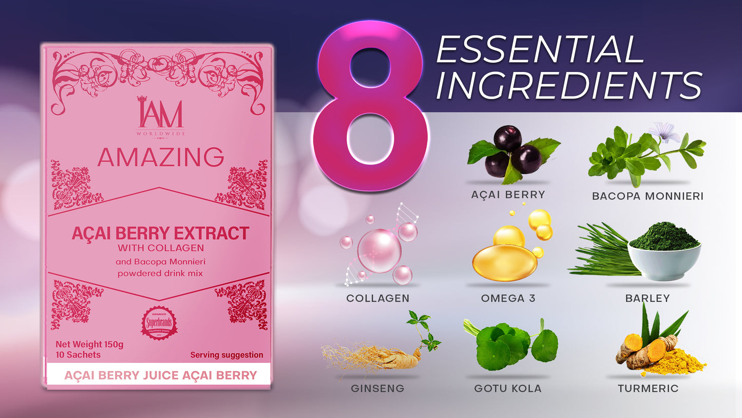 1 Box of Amazing Acai Berry with Collagen and Bacopa | 10 Sachets | Free Shipping | COD