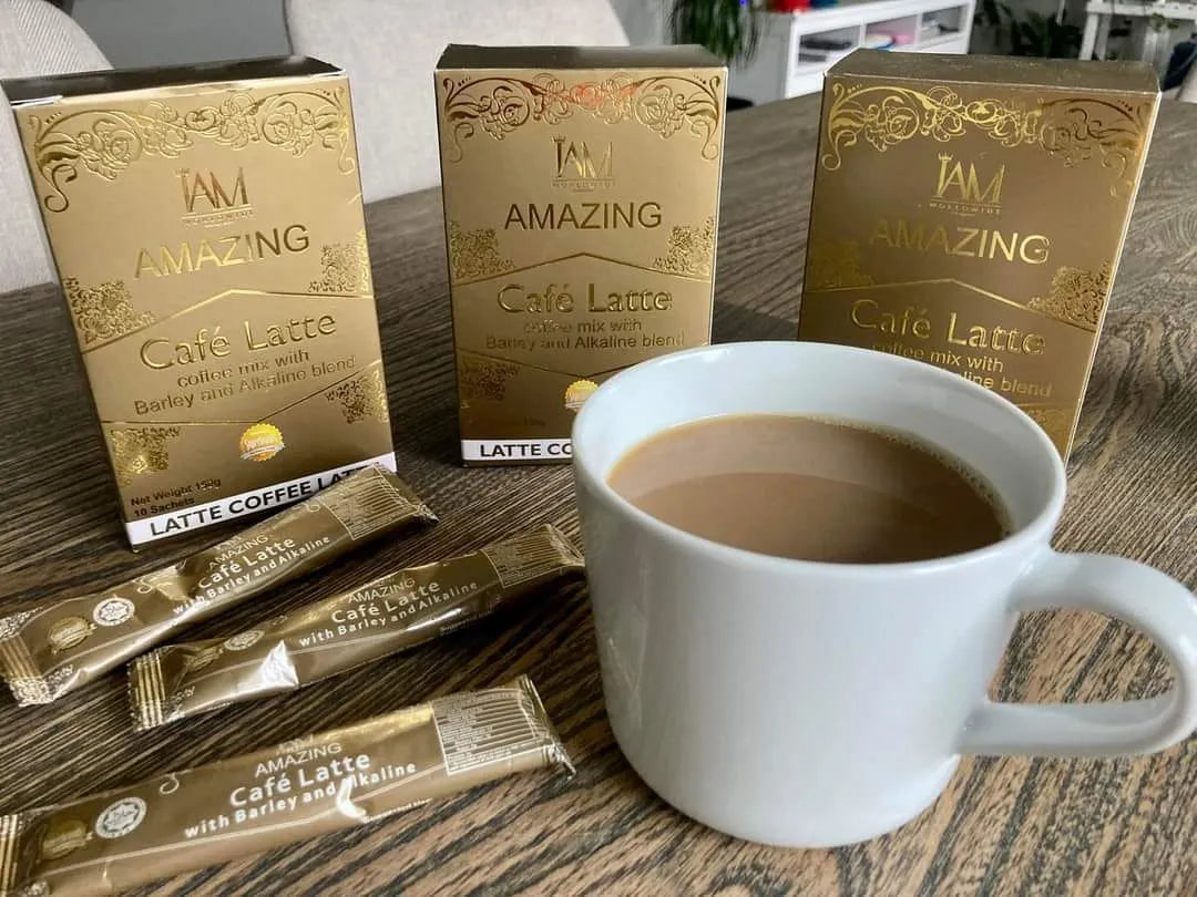 Amazing Coffee Latte with Barley and Alkaline | 1 Box | 10 Sachets | Free Shipping