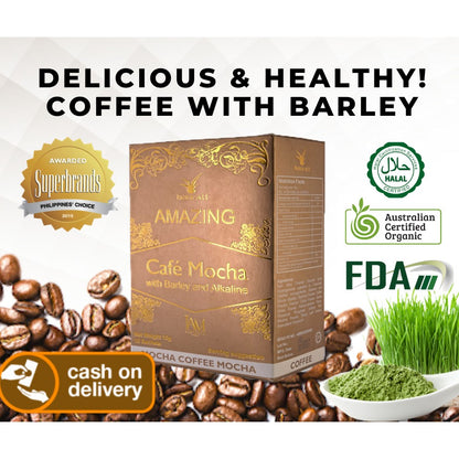 Amazing Coffee Mocha with Barley and Alkaline | 1 Box | 10 Sachets | Free Shipping