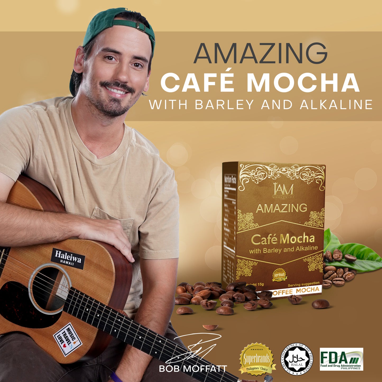 Amazing Coffee Mocha with Barley and Alkaline | 1 Box | 10 Sachets | Free Shipping